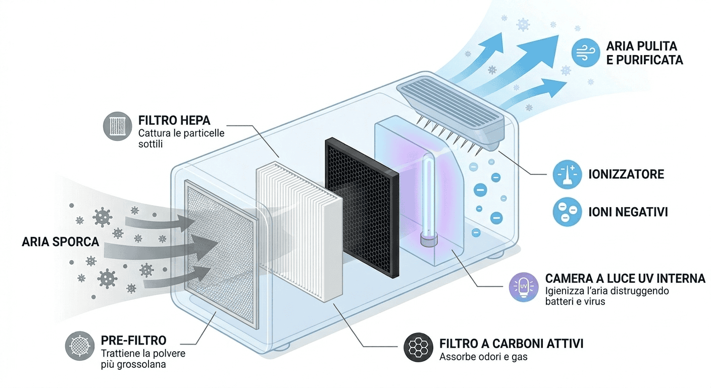 Come funziona un purificatore d'aria tradizionale